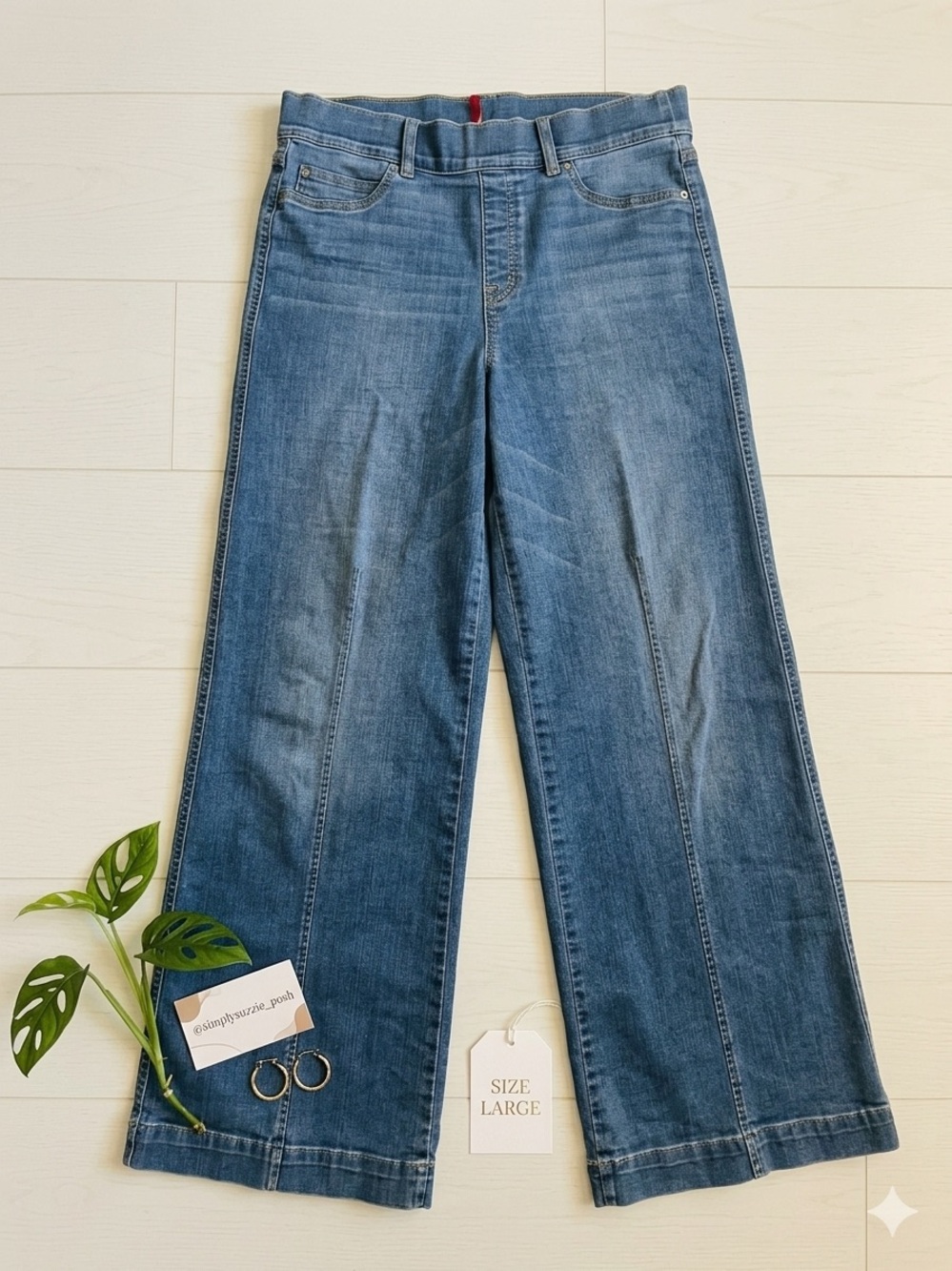 SPANX Blue Wide-Leg High-Rise Jeans